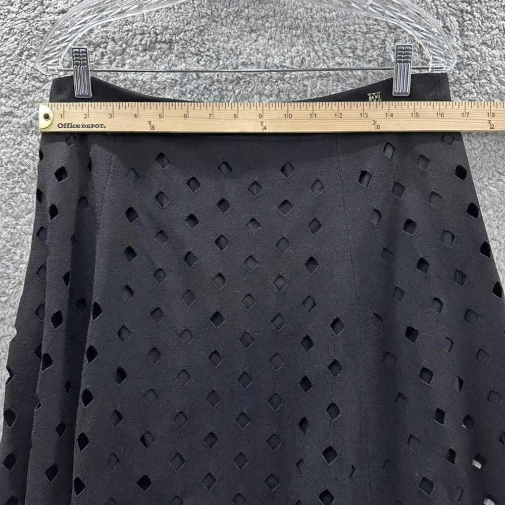 Escada Women's Large‎ Skirt Black Knee Length A-Line Diamond Cutouts Elastic